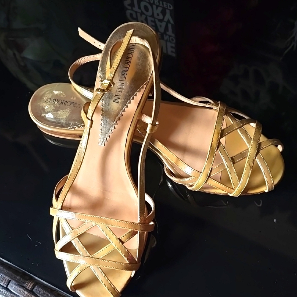Giorgio Armani Women's Gold Strappy Sandals